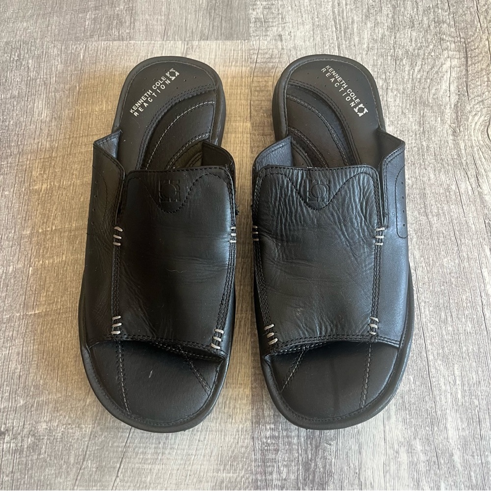 Kenneth Cole Black Leather Men's Sandals